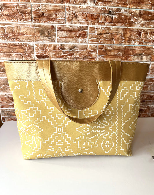 (RTS) Canvas Handbag - Gypsy Print / Colors: (Gold or Gray)