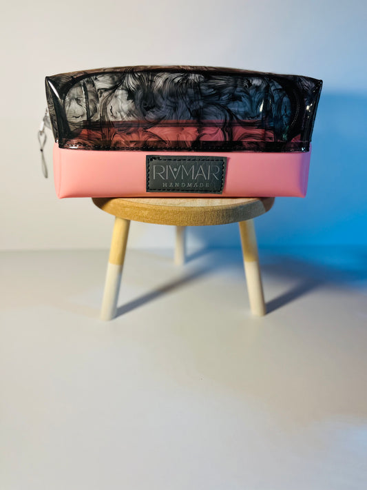 Boxy Bag Pouch - (Black) Oil Print /  (Pink) Bottom