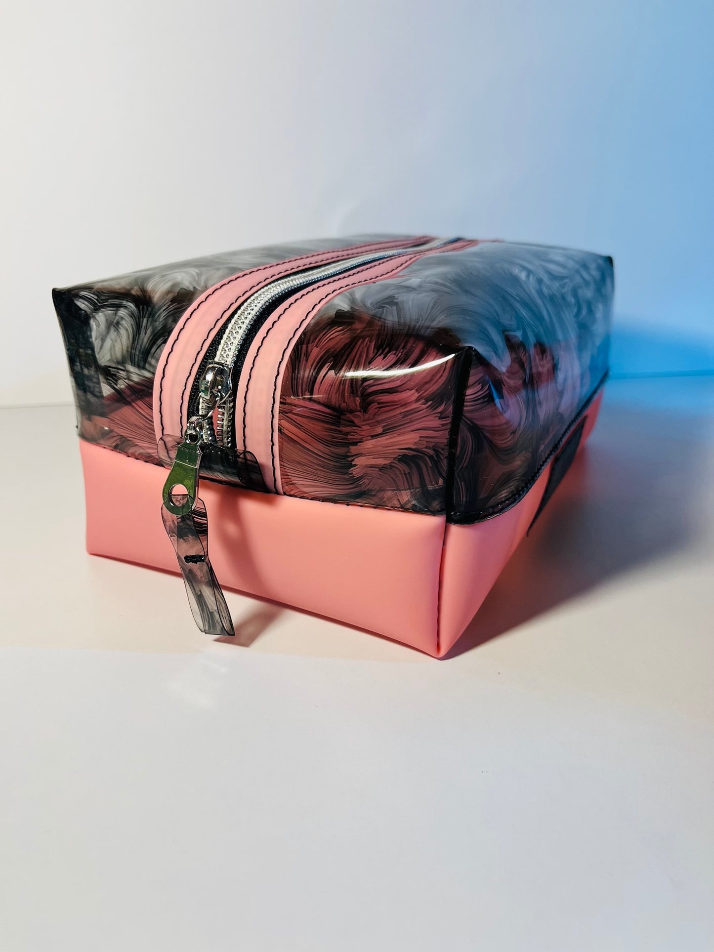 Boxy Bag Pouch - (Black) Oil Print /  (Pink) Bottom