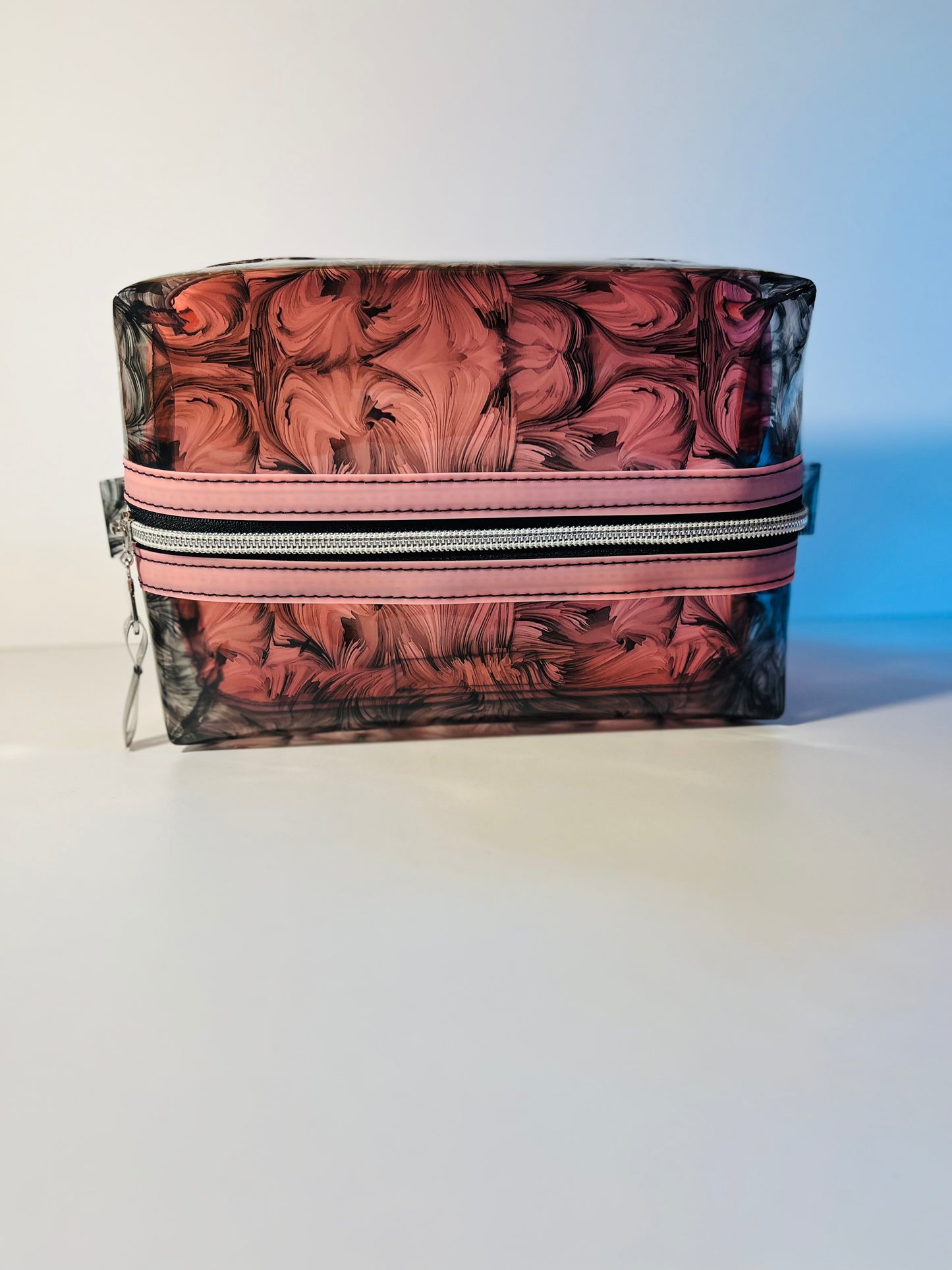 Boxy Bag Pouch - (Black) Oil Print /  (Pink) Bottom