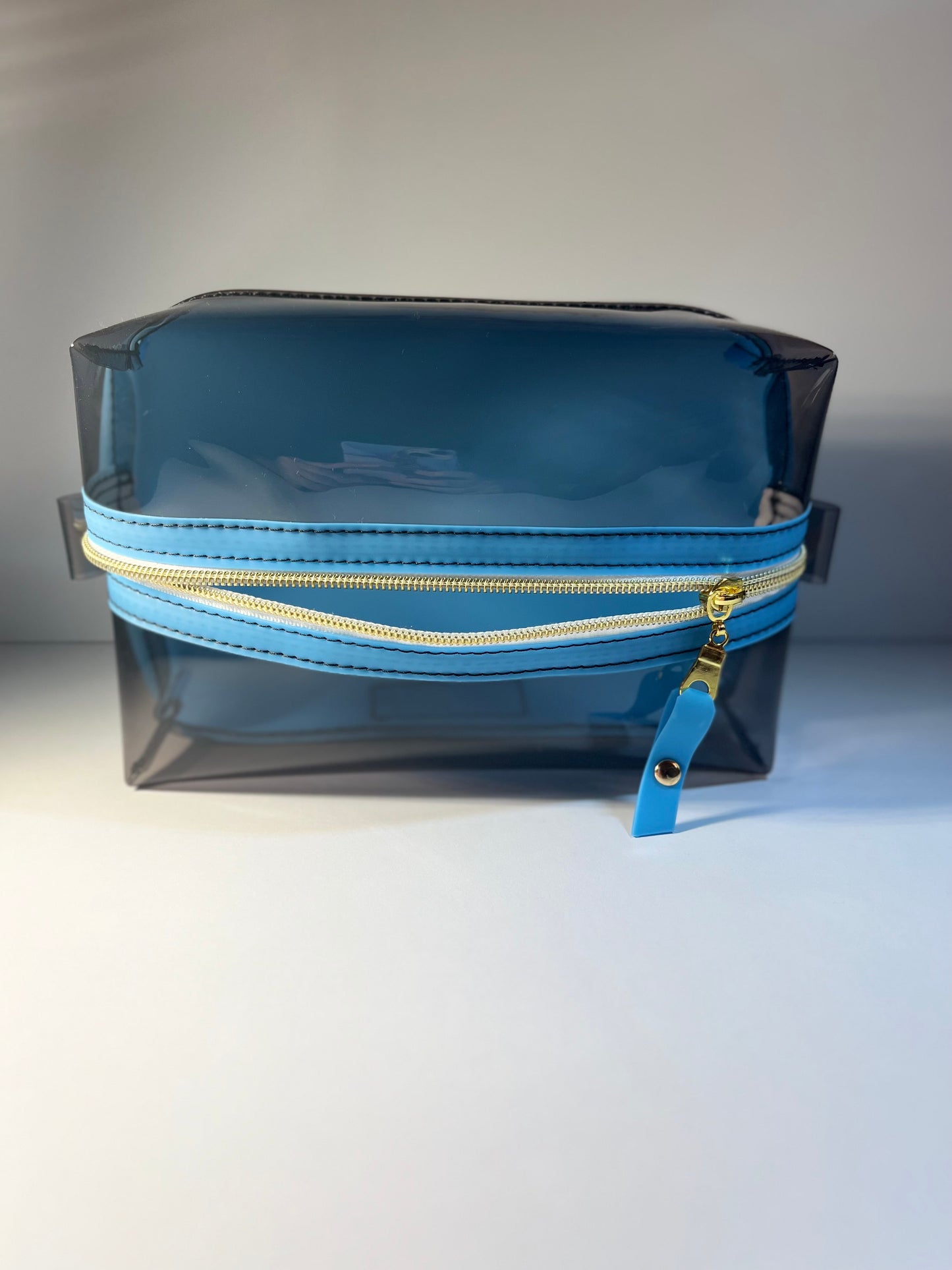 Boxy Bag Pouch - Black / (Hot Blue) Bottom - GOLD Zipper