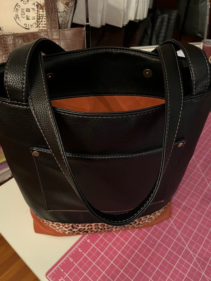 Leopard Tote Bag - Black/Brown (Made to Order)