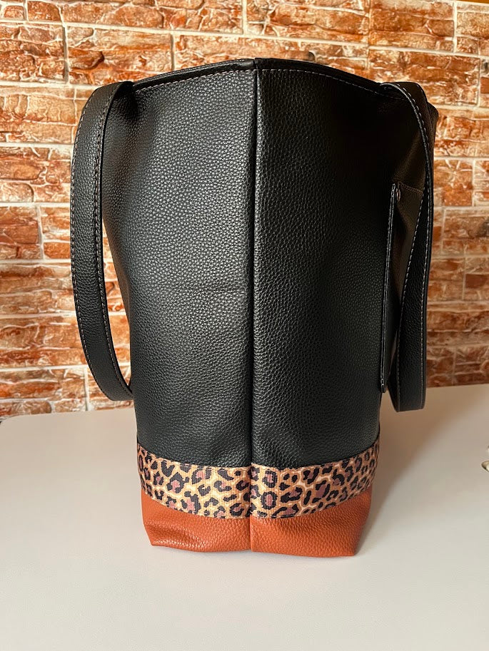 Leopard Tote Bag - Black/Brown (Made to Order)