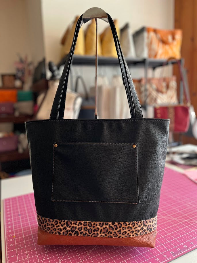 Leopard Tote Bag - Black/Brown (Made to Order)