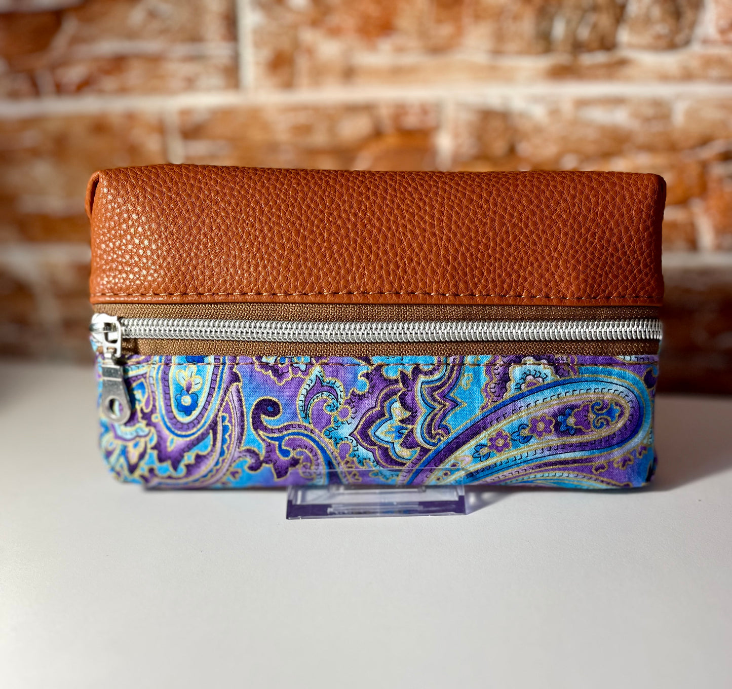 Paisley - Blue & Purple Zipper Pouch | Pencil Pouch