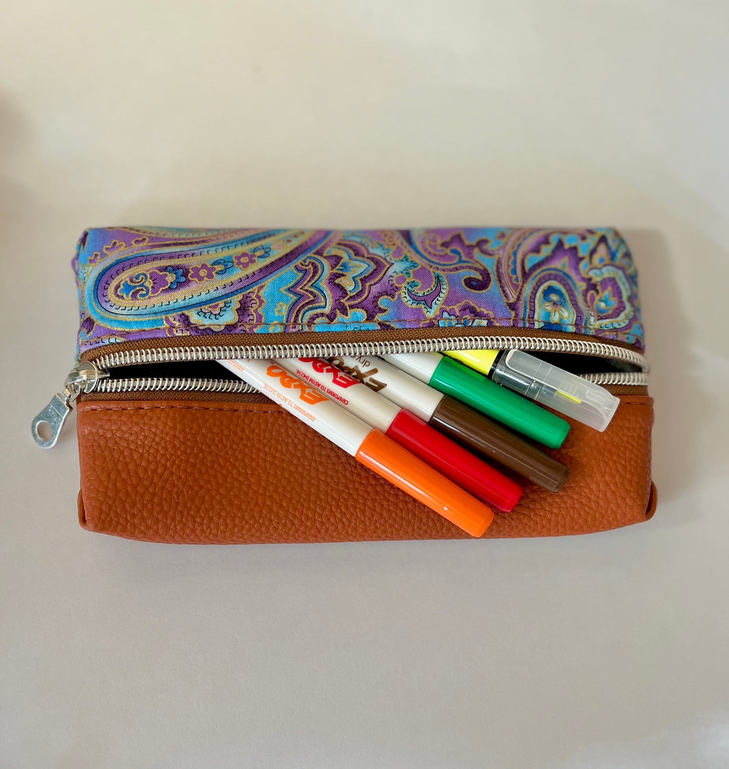 Paisley - Blue & Purple Zipper Pouch | Pencil Pouch