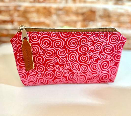 Swirly - Red Rasberry & Pink Zipper Pouch | Pencil Pouch