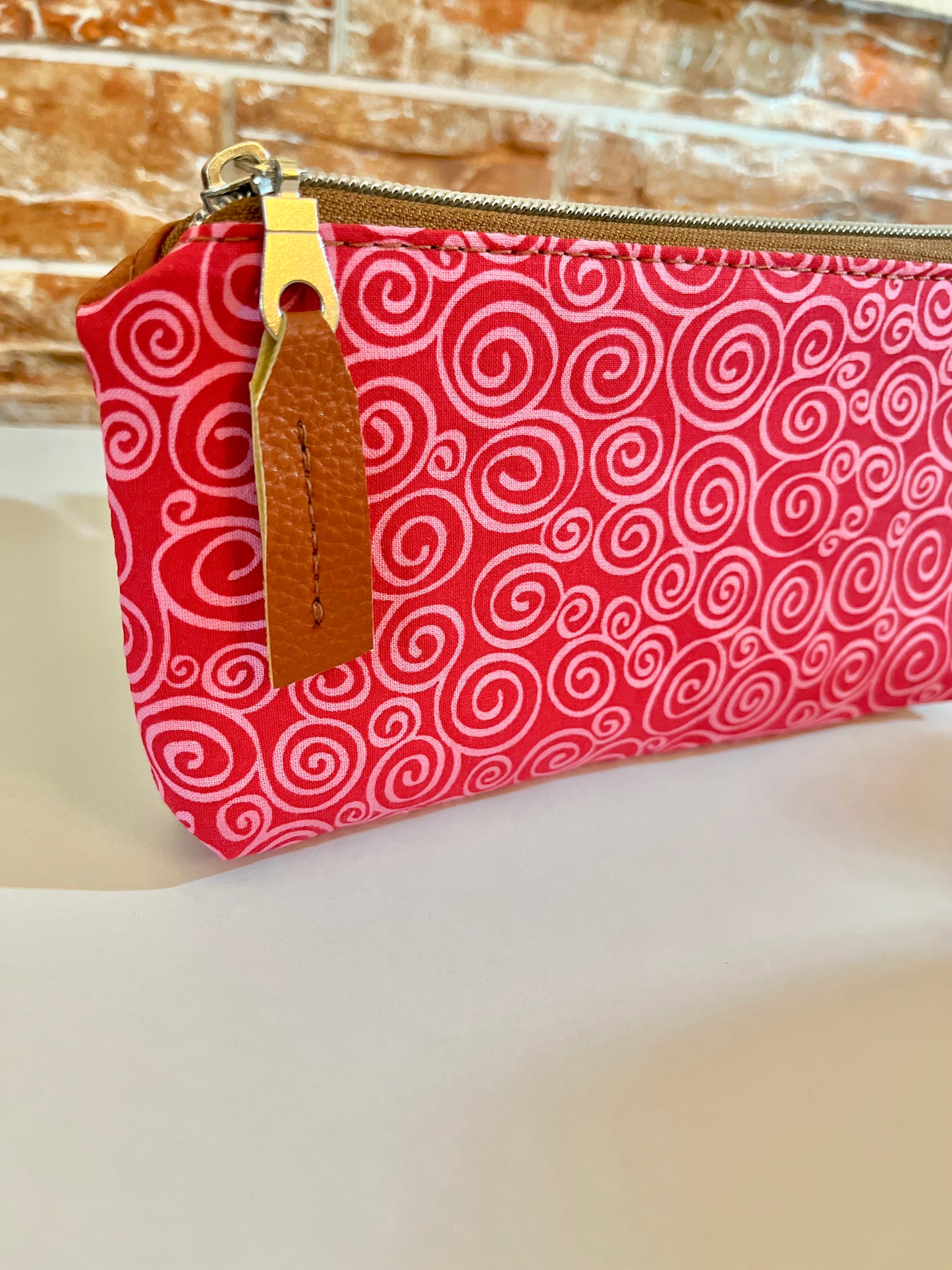 Swirly - Red Rasberry & Pink Zipper Pouch | Pencil Pouch