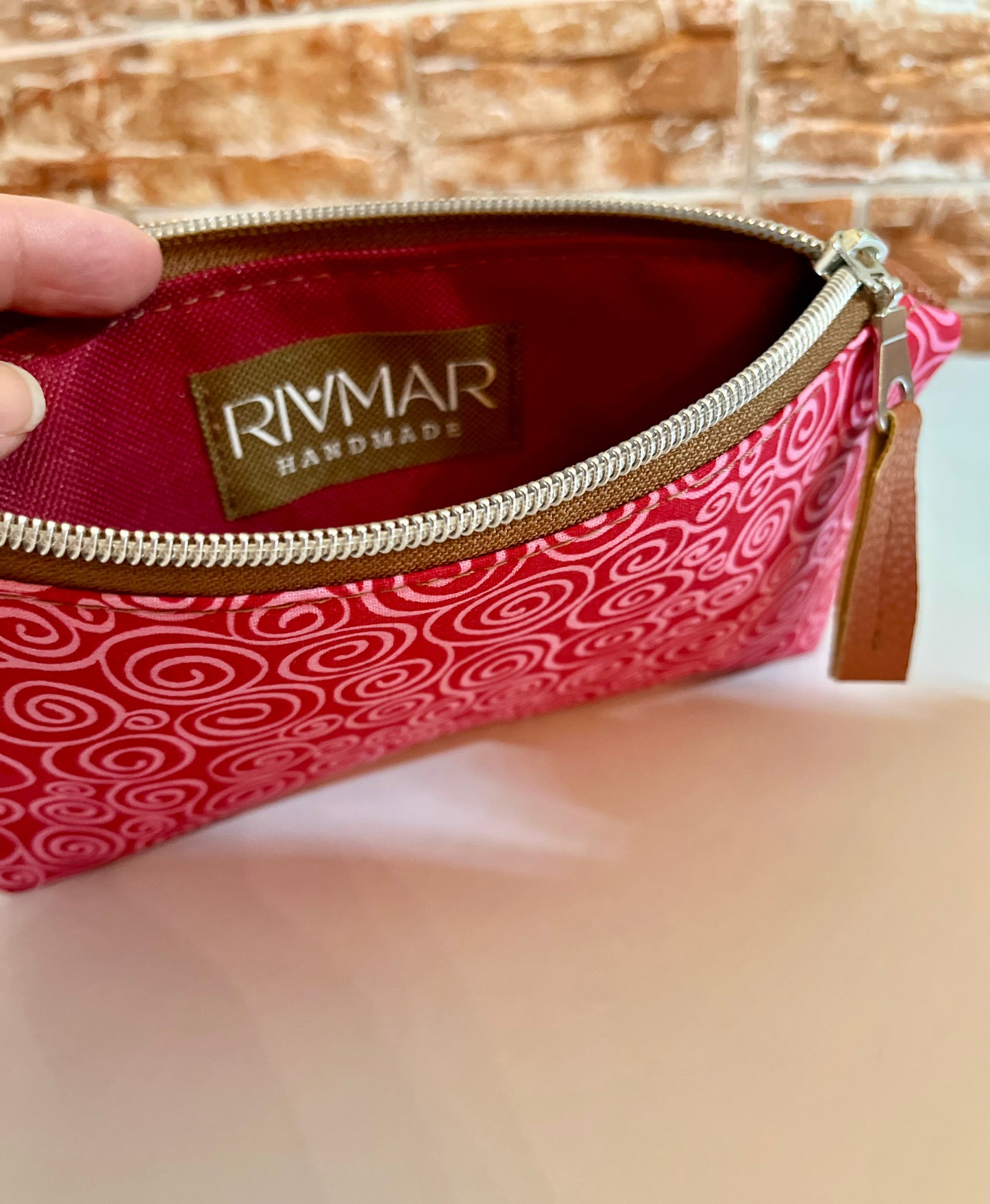 Swirly - Red Rasberry & Pink Zipper Pouch | Pencil Pouch