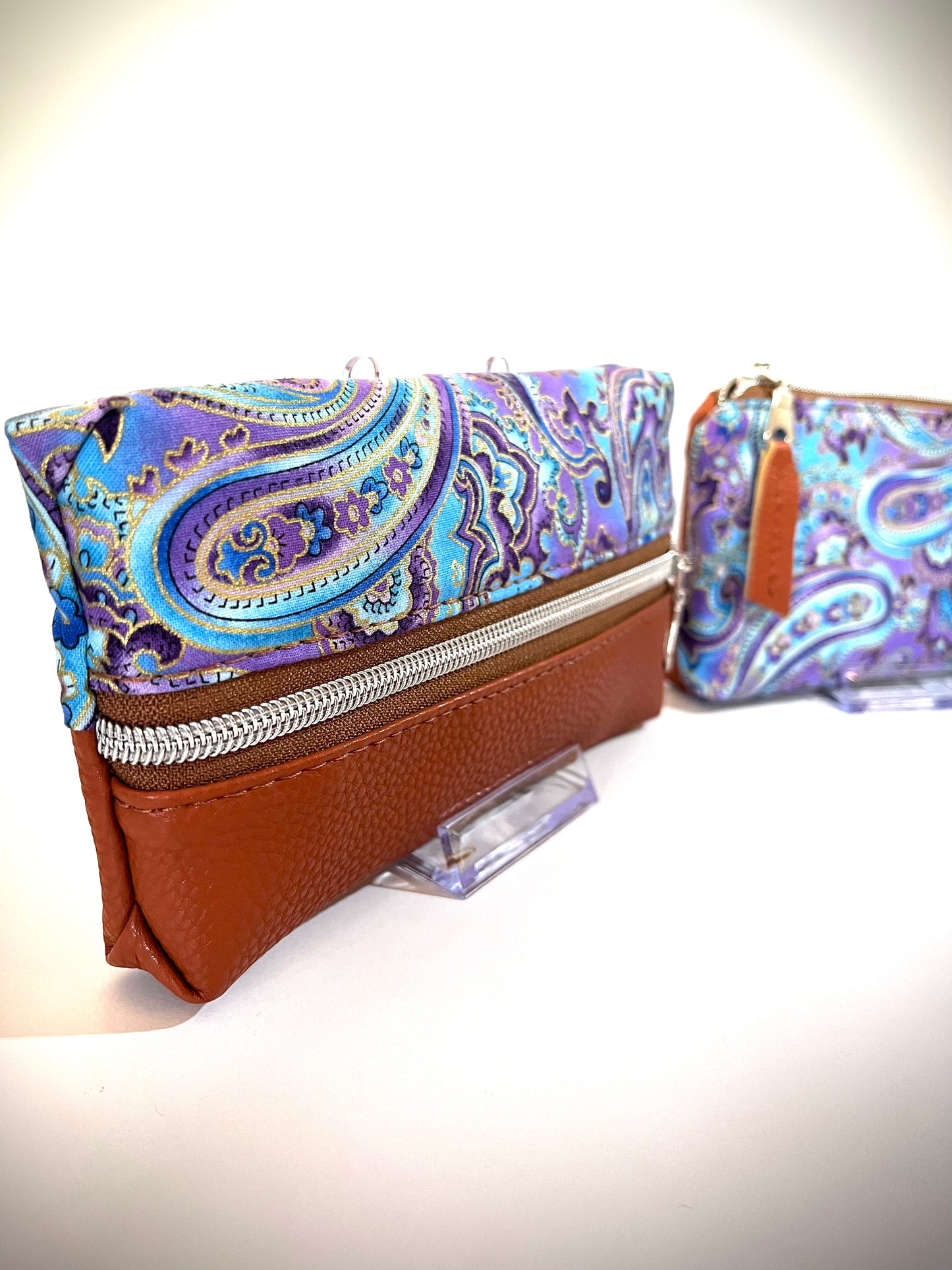 Paisley - Blue & Purple Zipper Pouch | Pencil Pouch