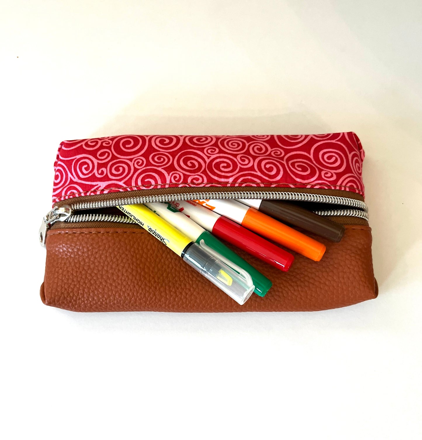 Swirly - Red Rasberry & Pink Zipper Pouch | Pencil Pouch