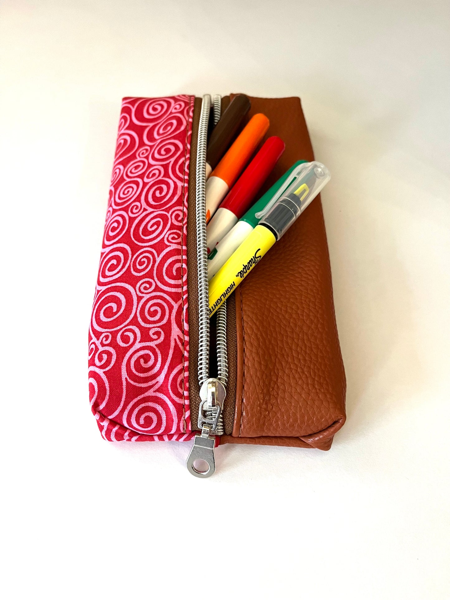 Swirly - Red Rasberry & Pink Zipper Pouch | Pencil Pouch