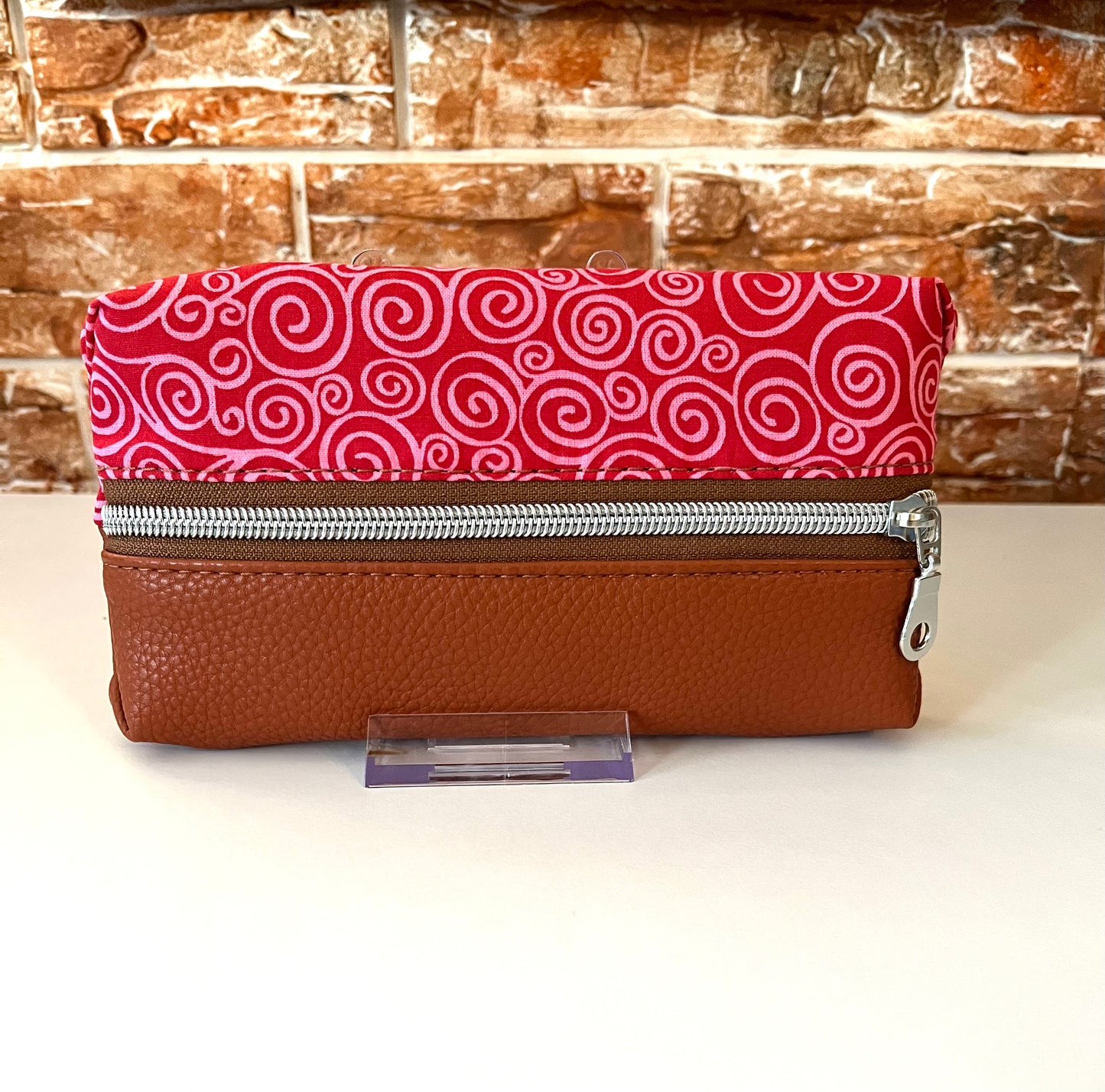 Swirly - Red Rasberry & Pink Zipper Pouch | Pencil Pouch