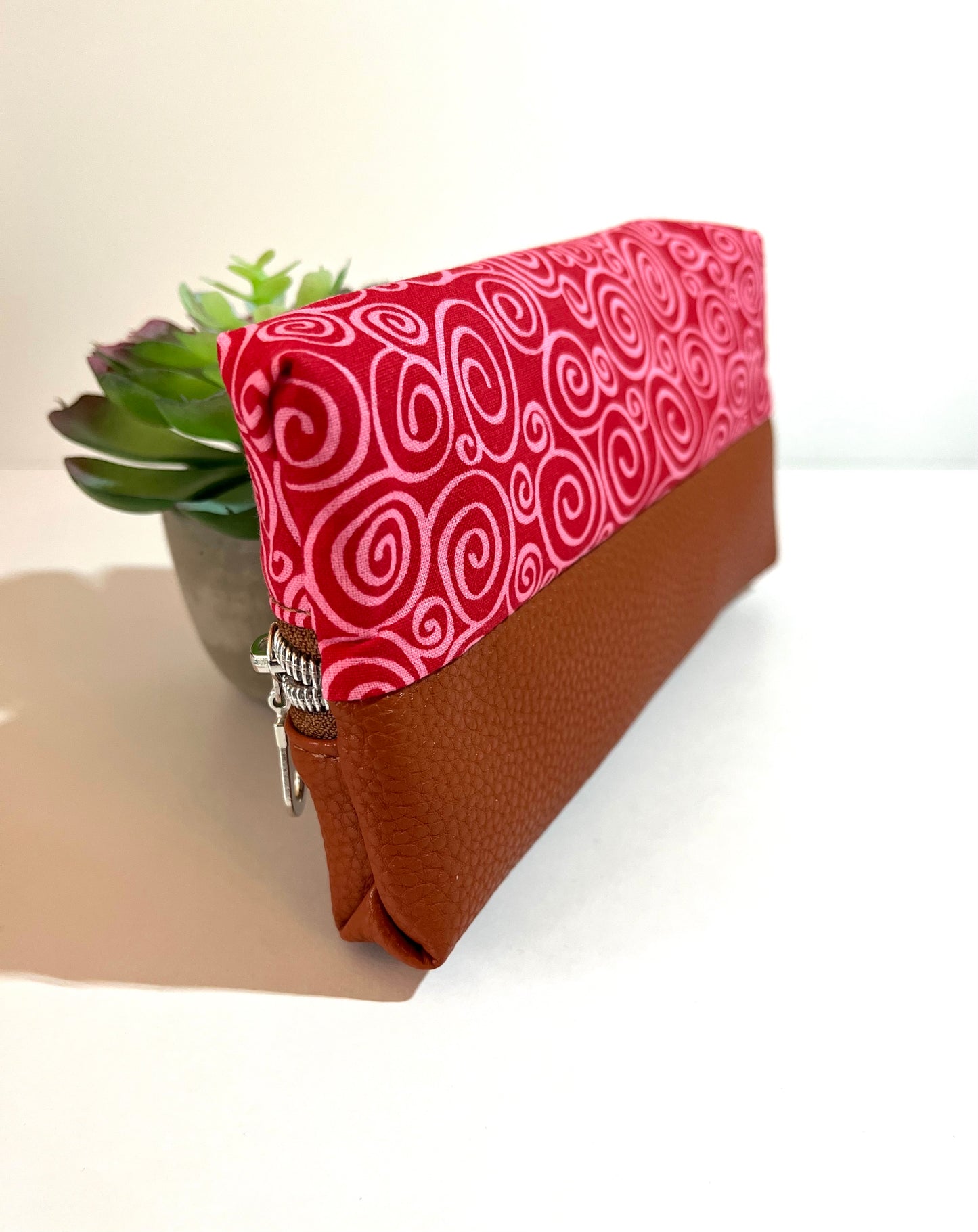 Swirly - Red Rasberry & Pink Zipper Pouch | Pencil Pouch