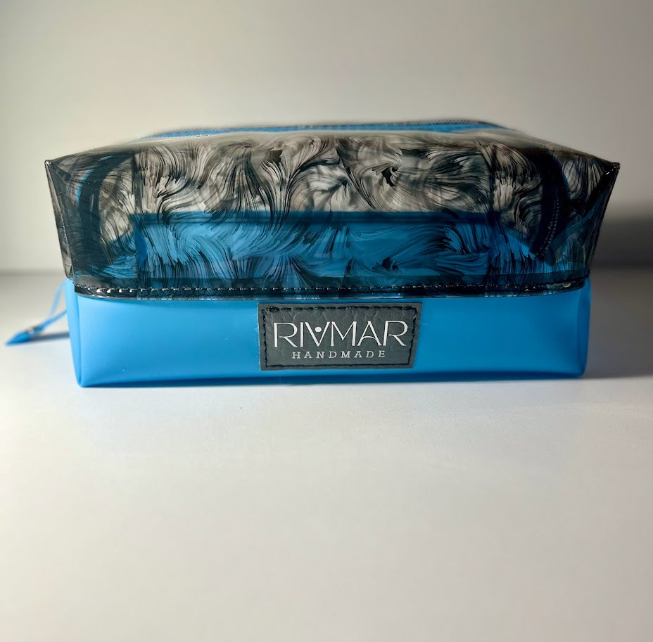 Boxy Pouch - (Black) Oil Print /  (Blue) Bottom ( 1 piece or 2 Piece - Bundle)