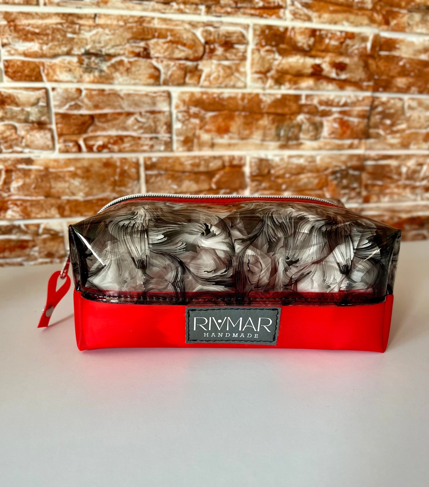 Boxy Pouch - (Black) Oil Print /  (RED) Bottom - ( 1 piece or 2 Piece Set - Bundle)